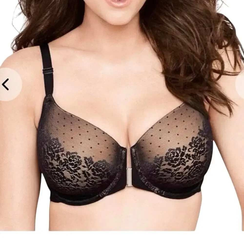 Soma Womens Stunning Support No Show Minimizer Bra Size 36DDD Black Lace Floral